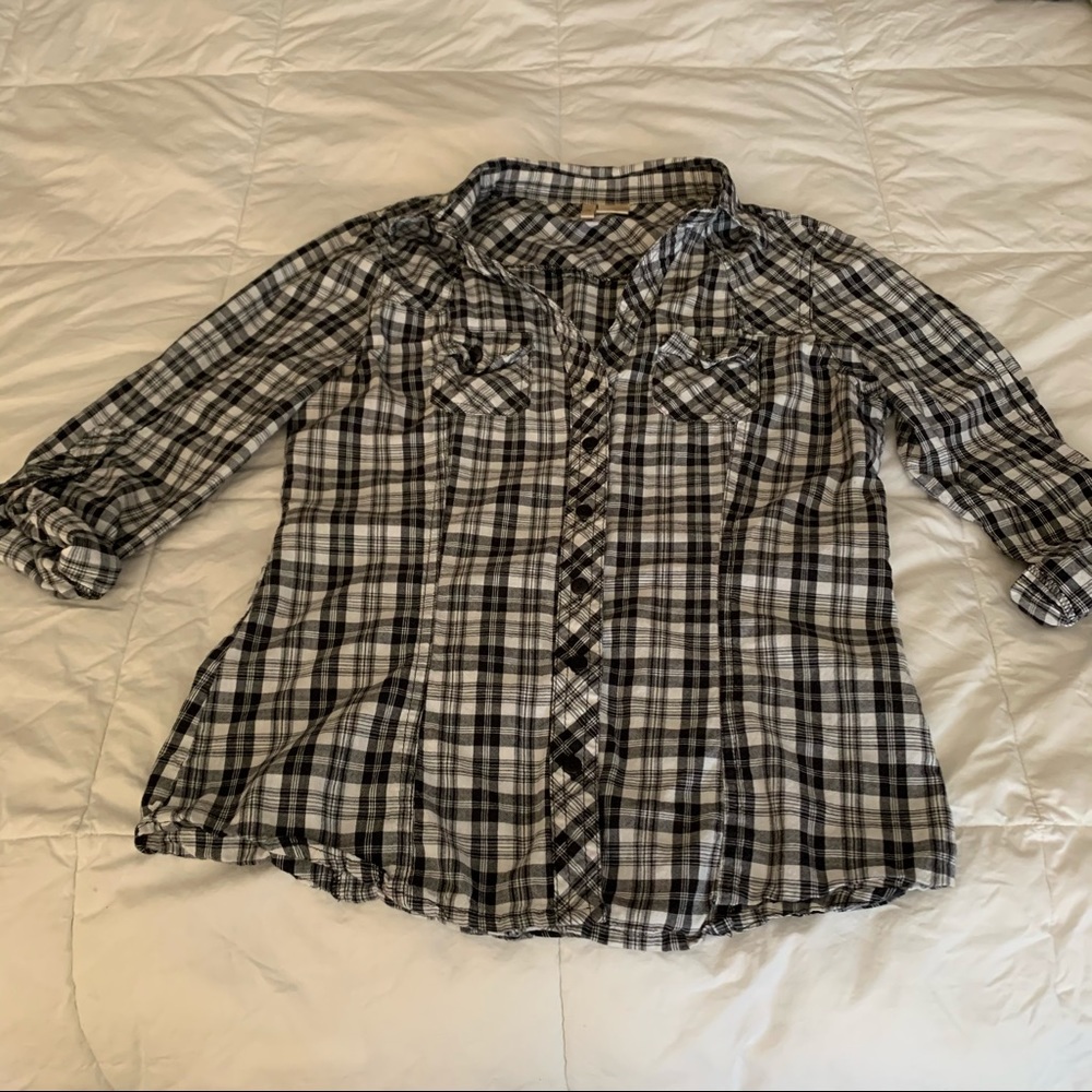Passport Juniors Plaid Blouse